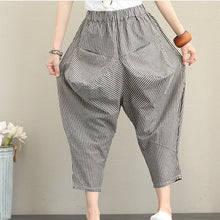 Load image into Gallery viewer, Vintage Casual Striped Cotton Linen Pants Women Fall Trousers