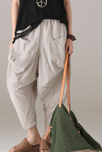 Load image into Gallery viewer, Loose Striped Harem Pants Women Cotton Linen Trouser