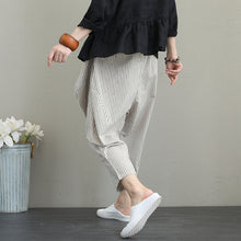 Load image into Gallery viewer, Vintage Casual Striped Cotton Linen Pants Women Fall Trousers
