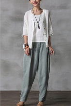 Load image into Gallery viewer, Women Long Cotton Linen Pencil Pants Loose Turnip Pants K7052
