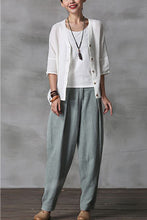 Load image into Gallery viewer, Women Long Cotton Linen Pencil Pants Loose Turnip Pants K7052