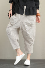 Load image into Gallery viewer, Vintage Casual Striped Cotton Linen Pants Women Fall Trousers

