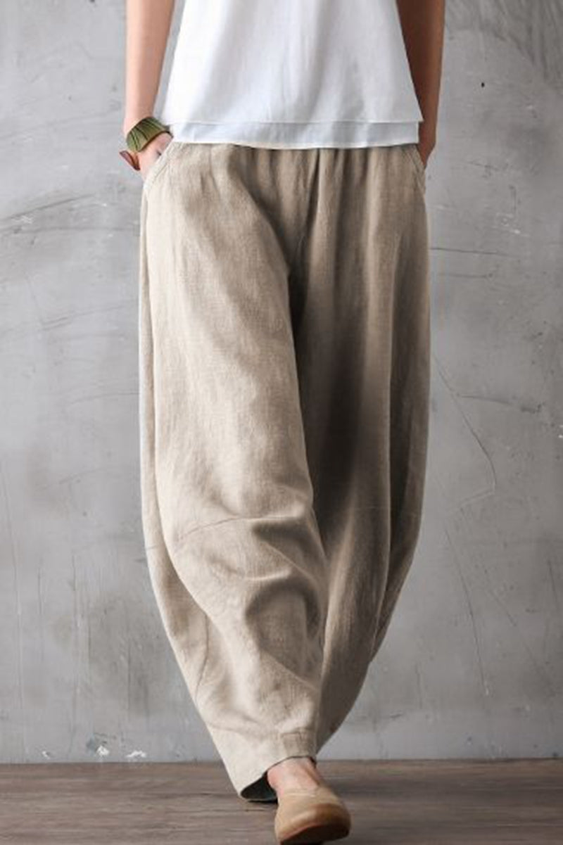 Chouyatou Women Casual Wide Leg Cotton Linen Loose Trousers – CHOUYATOU