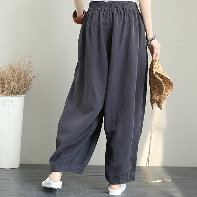 Casual Wide Leg Linen Pants Women Loose Trousers Q1290