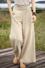 Load image into Gallery viewer, Women Loose Wide Leg Linen Long Pants K7051
