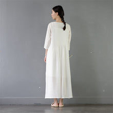 Load image into Gallery viewer, 2018 Spring Dress Casual A-line Long Maxi Cotton Dresses Two-Piece White Dress S2210 - FantasyLinen
