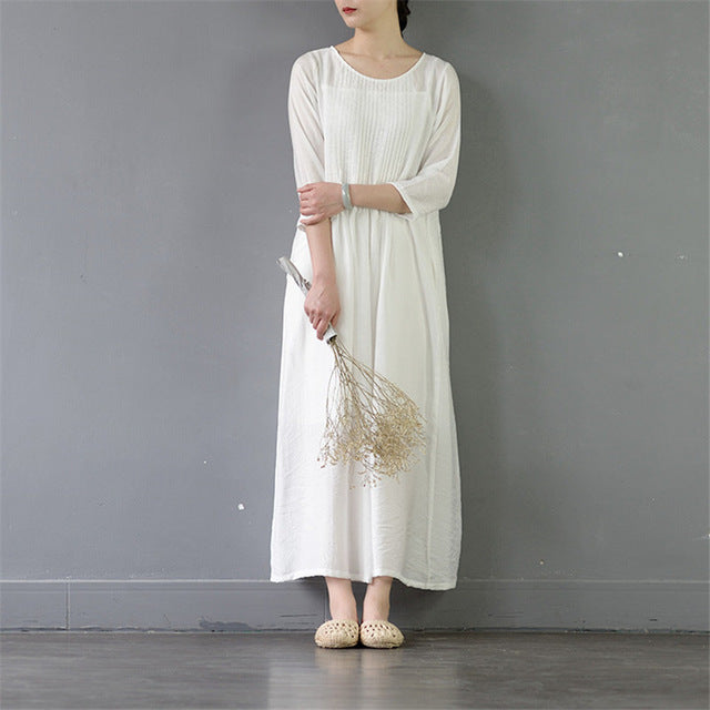 long white cotton dress Catalina (S/10) weather dressing Spring Silk Cotton Dress Casual