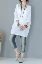 Load image into Gallery viewer, Women Summer V Neck Casual Thin T Shirt Long Lycras 932

