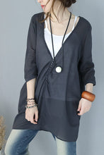 Load image into Gallery viewer, Women Summer V Neck Casual Thin T Shirt Long Lycras 932
