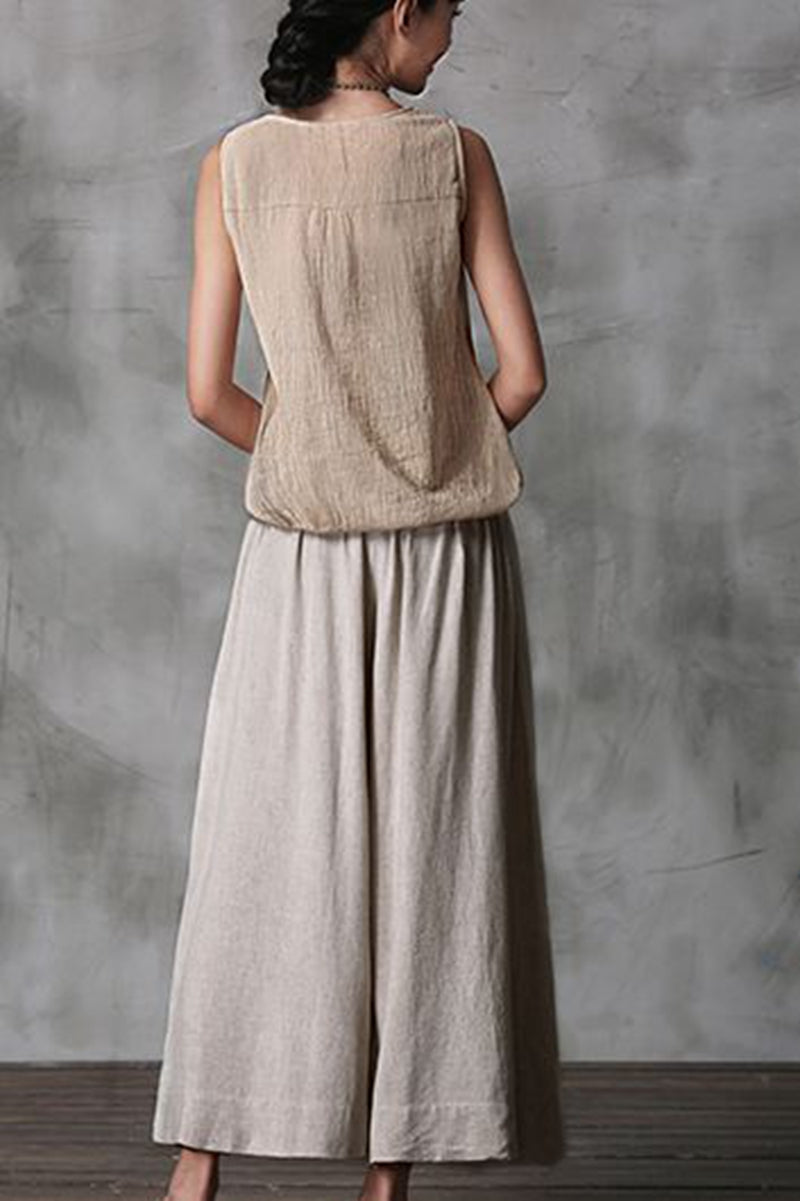 summer dress pants for women Summer Women Casual Wide Leg Dress Pants Cropped Trousers K7054