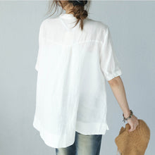 Load image into Gallery viewer, Summer Stand Collar A Line Embroidery Doll T Shirt Women Blouse Q1006