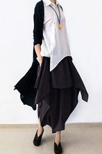 Load image into Gallery viewer, Cotton Wide Leg Pants Black Casual Loose Women Trousers P4101