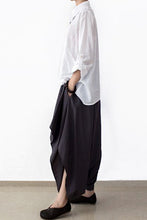 Load image into Gallery viewer, Cotton Wide Leg Pants Black Casual Loose Women Trousers P4101
