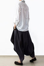 Load image into Gallery viewer, Cotton Wide Leg Pants Black Casual Loose Women Trousers P4101
