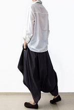 Load image into Gallery viewer, Cotton Wide Leg Pants Black Casual Loose Women Trousers P4101