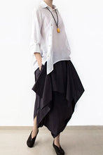 Load image into Gallery viewer, Cotton Wide Leg Pants Black Casual Loose Women Trousers P4101
