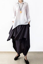 Load image into Gallery viewer, Cotton Wide Leg Pants Black Casual Loose Women Trousers P4101
