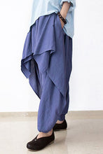 Load image into Gallery viewer, Cotton Wide Leg Pants Blue Casual Loose Women Trousers P4101
