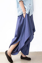 Load image into Gallery viewer, Cotton Wide Leg Pants Blue Casual Loose Women Trousers P4101
