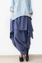 Load image into Gallery viewer, Cotton Wide Leg Pants Blue Casual Loose Women Trousers P4101