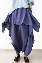 Load image into Gallery viewer, Cotton Wide Leg Pants Blue Casual Loose Women Trousers P4101

